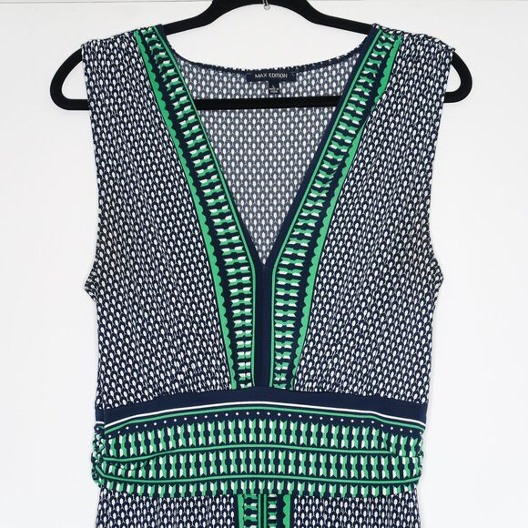 Max Edition‎ Womens Maxi Dress Size Large Blue Green Geometric Print Sleeveless - Picture 7 of 8